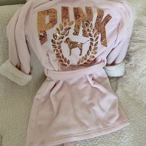 Sequin hooded pink VS robe